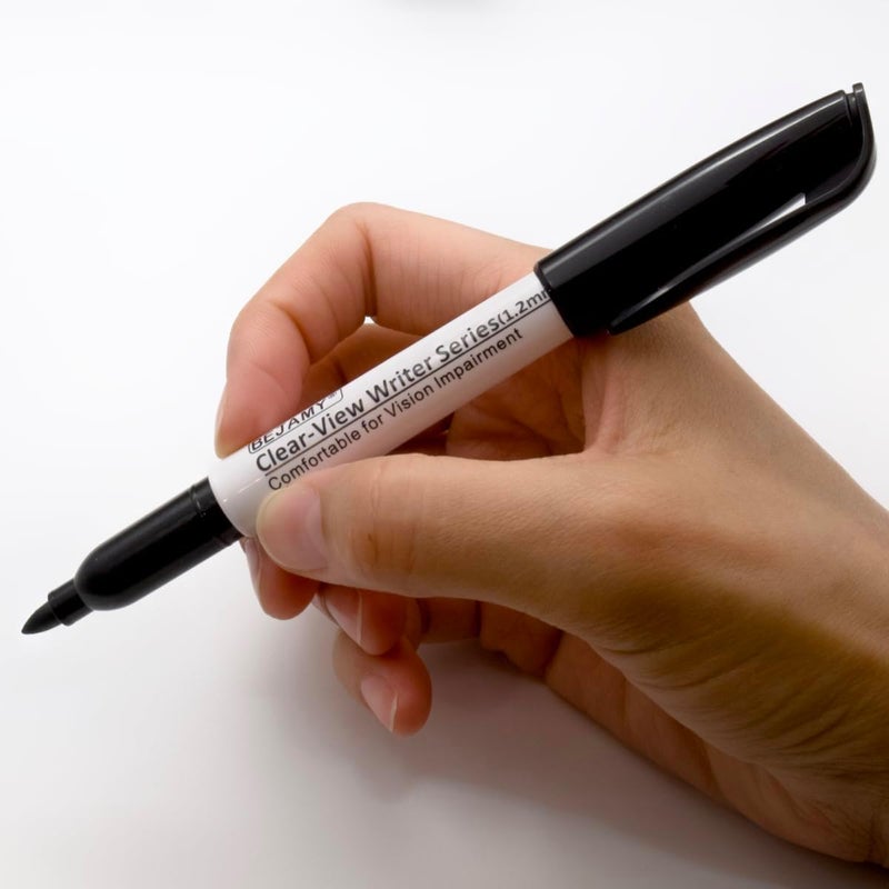 Bejamy (Bullet Tip-1.2mm, PACK of 20, BLACK ink) Clear-View Writer Bold Writing Pen,Water-Based Pigment Low Vision Marker,Assistive Writing Tool for Visual Impairment,Odorless,Non-Toxic,No Oil,Alcohol Free - Image 5